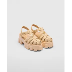 普拉达/Prada Monolith 酒椰纤维凉鞋 1X138N-70N-F0018