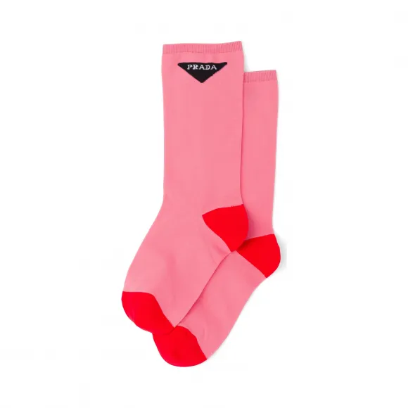 普拉达/Prada Prada徽标装饰短袜 66474-1XOM-F0J22