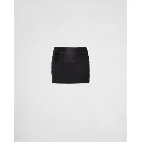 普拉达/Prada 马海小山羊毛及绸缎迷你裙 P106V-1Z9M-F0002