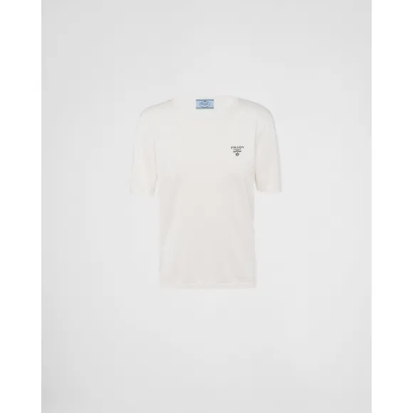 普拉达/Prada 丝质和棉质毛衣 P24O1L-10OW-F0009