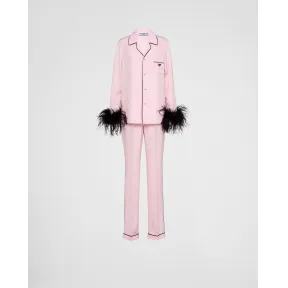 普拉达/Prada 刺绣双绉睡衣 PJ7003-1VI9-F0028