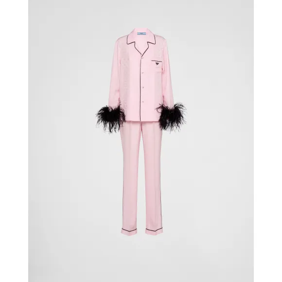 普拉达/Prada 刺绣双绉睡衣 PJ7003-1VI9-F0028