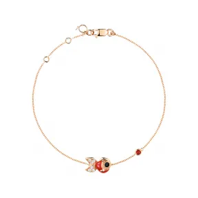 麒麟/qeelin Petite Qin Qin 18K玫瑰金钻石、红宝石及红玛瑙手链 QQ-050-BL-RGDRA
