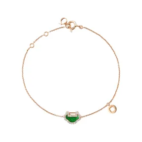 麒麟/qeelin Petite Yu Yi 18K玫瑰金钻石及翡翠手链 YY-BR0002G-RGDGJE