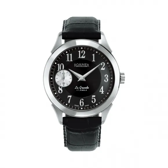 罗马表/Roamer 信心La Grande 上链系列 电镀玫瑰金或全实心不锈钢表壳 瑞士手动上链机械机芯 101358-41-56-01