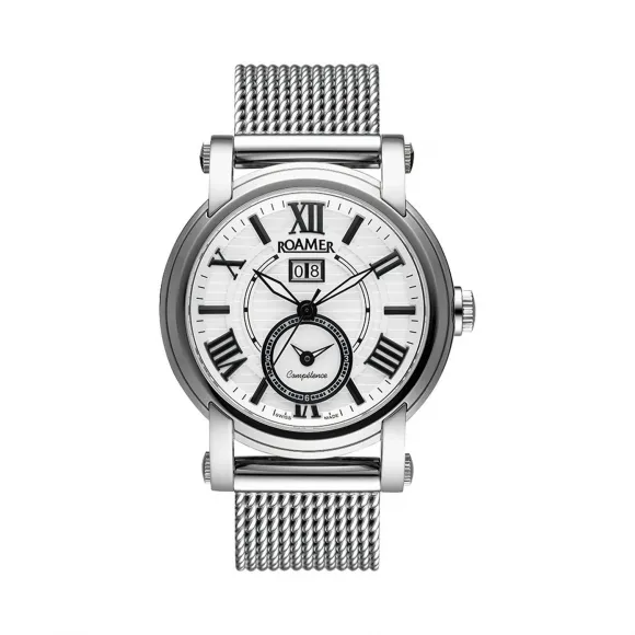 罗马表/Roamer 信心两地时间自动系列 全实心精钢表壳 瑞士两地时间全自动机械机芯 101641-41-12-10