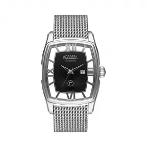 罗马表/Roamer 信心桶型自动系列 实心不锈钢镂空表壳 瑞士全自动机械机芯 111550-41-53-10