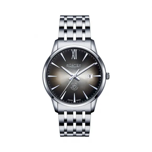 罗马表/Roamer 信心经典纤薄自动系列 全实心不锈钢表壳 瑞士超薄全自动机械机芯 112609-41-53-10