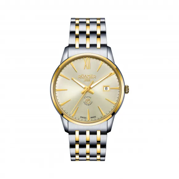 罗马表/Roamer 信心经典纤薄自动系列 全实心不锈钢表壳 瑞士超薄全自动机械机芯 112609-47-23-10