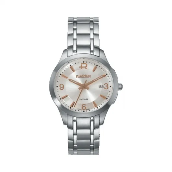 罗马表/Roamer 前瞻系列 全实心不锈钢表壳 瑞士超薄石英机芯 509978-41-1-4-50
