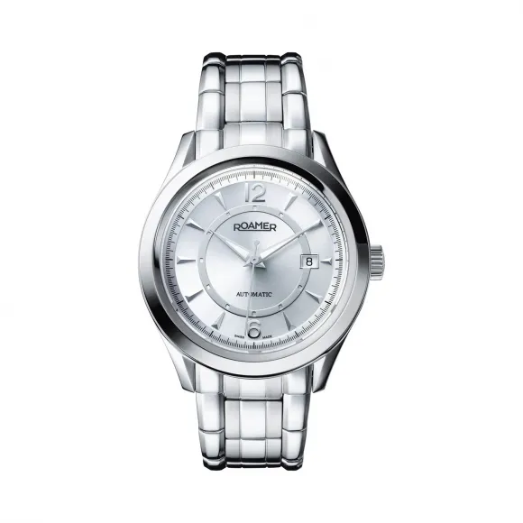 罗马表/Roamer 五行太阳家族系列-木星 全实心不锈钢表壳 瑞士全自动机械机芯 931637-41-14-90