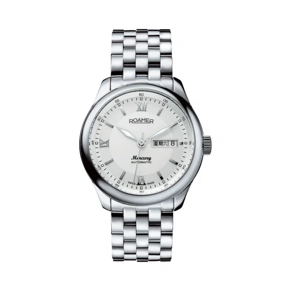 罗马表/Roamer 五行太阳家族系列-水星 全实心不锈钢表壳 瑞士全自动机械机芯 933637-41-23-90