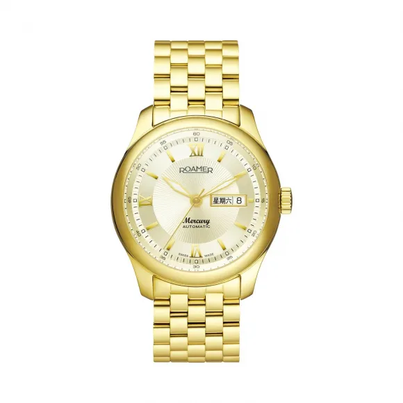 罗马表/Roamer 五行太阳系列家族-水星 PVD真空离子电镀或全实心不锈钢表壳 瑞士自动机械机芯 933637-48-33-90