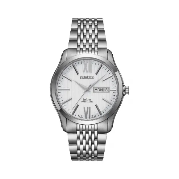 罗马表/Roamer 五行太阳家族系列-土星 全实心不锈钢表壳 瑞士全自动机械机芯 941637-41-13-90