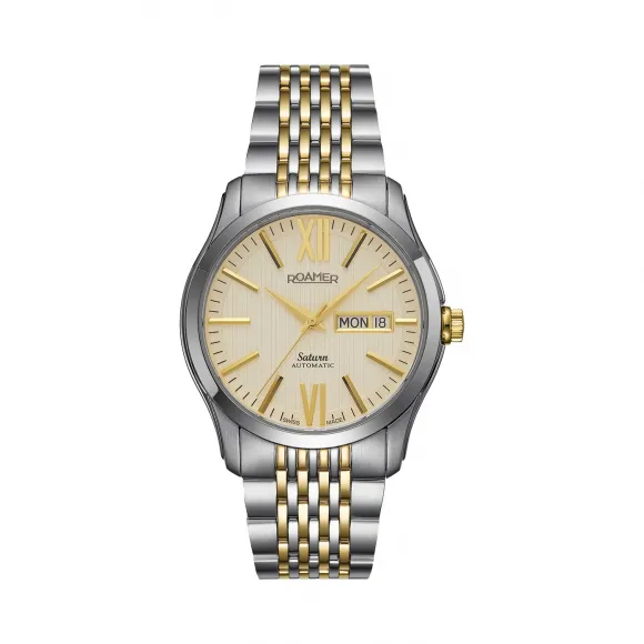 罗马表/Roamer 五行太阳家族系列-土星 全实心不锈钢表壳 瑞士全自动机械机芯 941637-47-33-90