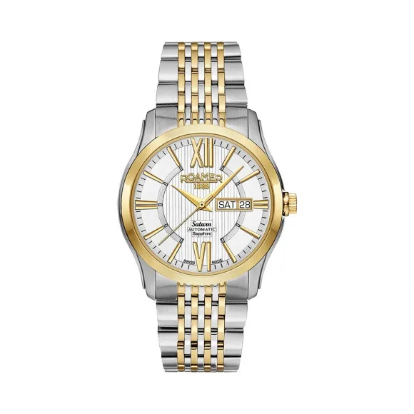 罗马表/Roamer 五行太阳系列家族-土星 全实心不锈钢表壳 瑞士全自动机械机芯 960637-47-13-90