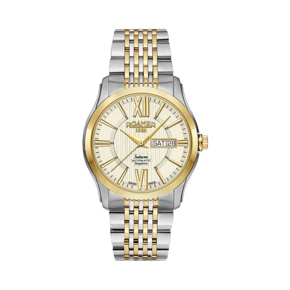 罗马表/Roamer 五行太阳系列家族-土星 全实心不锈钢表壳 瑞士全自动机械机芯 960637-47-33-90