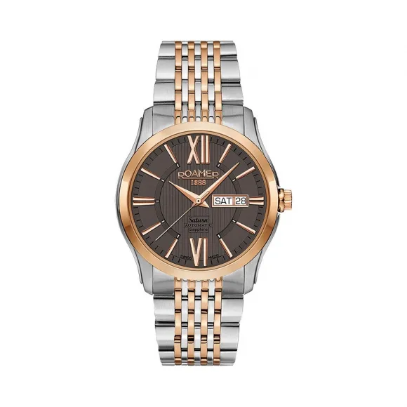 罗马表/Roamer 五行太阳系列家族-土星 全实心不锈钢表壳 瑞士全自动机械机芯 960637-49-03-90