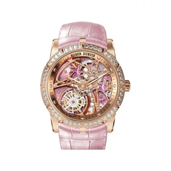 罗杰杜彼/RogerDubuis Excalibur Single Flying Tourbillon单飞行陀飞轮腕表系列 - Shooting Star流星表款 - 粉红版本 - RDDBEX0662 RDDBEX0662
