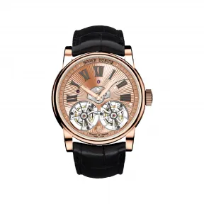 罗杰杜彼/RogerDubuis 双飞行陀飞轮腕表 搭载镌刻手工玑镂饰纹的玫瑰金机芯 | RDDBHO0571 RDDBHO0571
