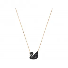 施华洛世奇/Swarovski Swarovski Iconic Swan 链坠  天鹅  小码  黑色  镀玫瑰金色调 5204134