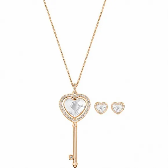 施华洛世奇/Swarovski 套装 Engaged Heart 套装, 白色, 镀玫瑰金色 5385650