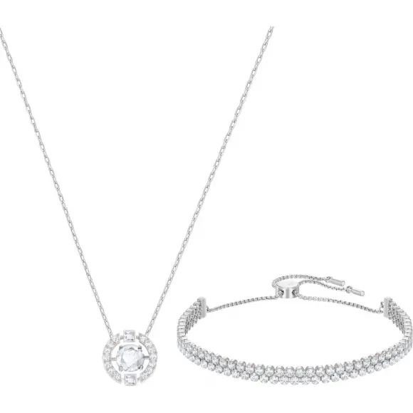 施华洛世奇/Swarovski Sparkling Dance 套装, 中码, 白色, 镀白金色 套装 5407517