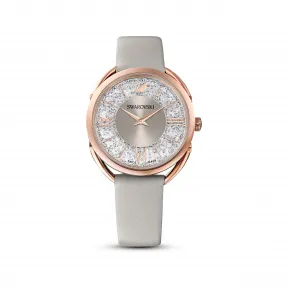 施华洛世奇/Swarovski Crystalline Glam 腕表, 真皮表带, 灰色, 玫瑰金色调 PVD 5452455