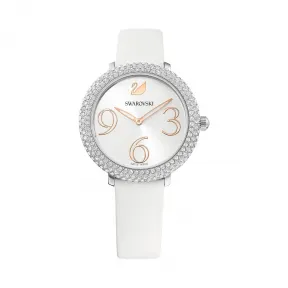 施华洛世奇/Swarovski Crystal Frost 腕表, 真皮表带, 白色, 不锈钢 5484070