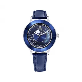 施华洛世奇/Swarovski Octea Lux 腕表  瑞士制造  月亮  真皮表带  蓝色  不锈钢 5516305