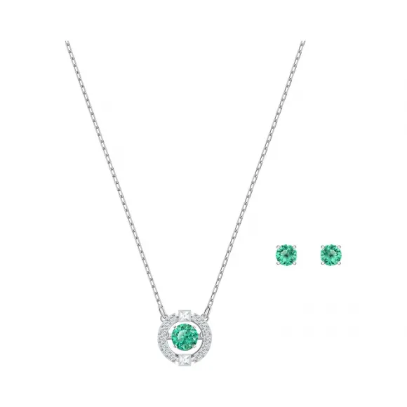 施华洛世奇/Swarovski Sparkling Dance 套装, 绿色, 镀铑 5516965