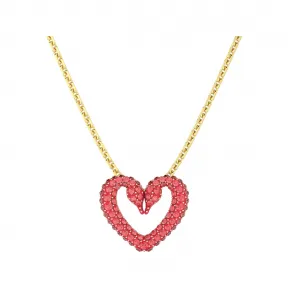 施华洛世奇/Swarovski Una 链坠  密镶  心形  小码  红色  镀金色调 5634723