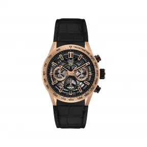 豪雅/TAG Heuer 卡莱拉Carrera系列 自动机械机芯 带交替处理饰面的黑色PVD涂层精钢表壳18K 5N玫瑰金固定表圈，带交替处理的饰面和测速刻度;带交替处理饰面的18K 5N玫瑰金表耳 男表 CBG2051.FC6426