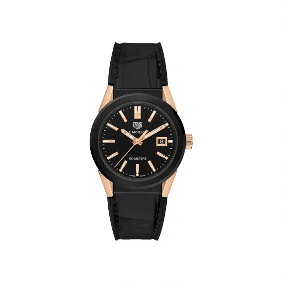 豪雅/TAG Heuer 卡莱拉Carrera系列 石英机芯 抛光精钢，覆黑色PVD涂层 女表 WBG1350.FC6418