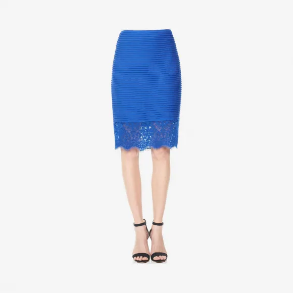  打条针织布绣花蕾丝铅笔裙 6L1556MH-MARNA