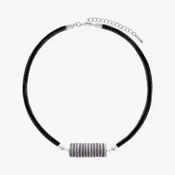  机械齿轮皮绳项链 ACCTJ1-SILVER