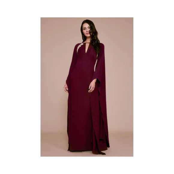  金属蕾丝装饰披肩式长裙 ALG19962LH