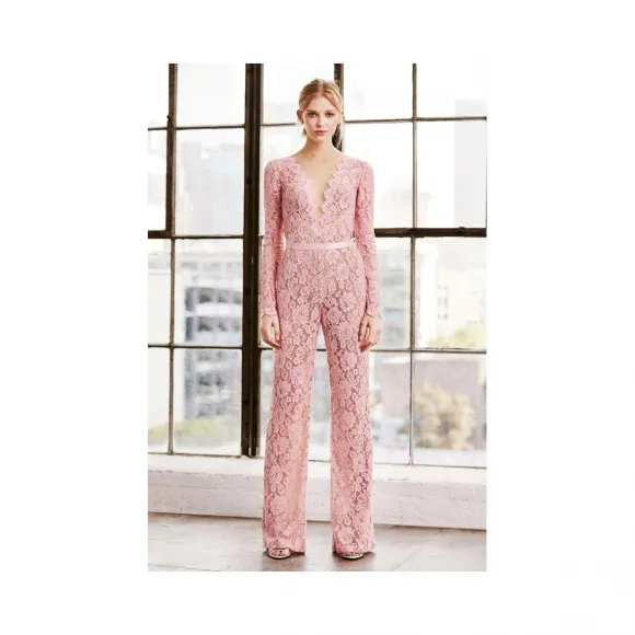  深V花朵蕾丝连体裤 AMH19174YBRH