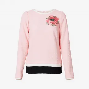  花朵装饰撞色上衣 ATD16186H-PE-BK