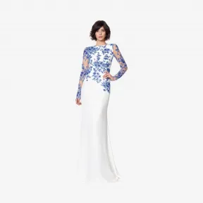  樱花蕾丝撞色长裙 ATH16206LXYH-BV-IV