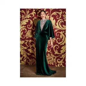  闪钻装饰天鹅绒高领长裙 BAL19911LBH