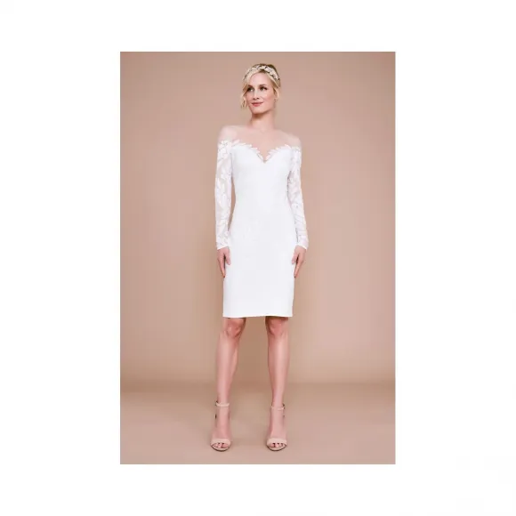  露肩蕾丝修身连衣裙 BJX19341MBRH