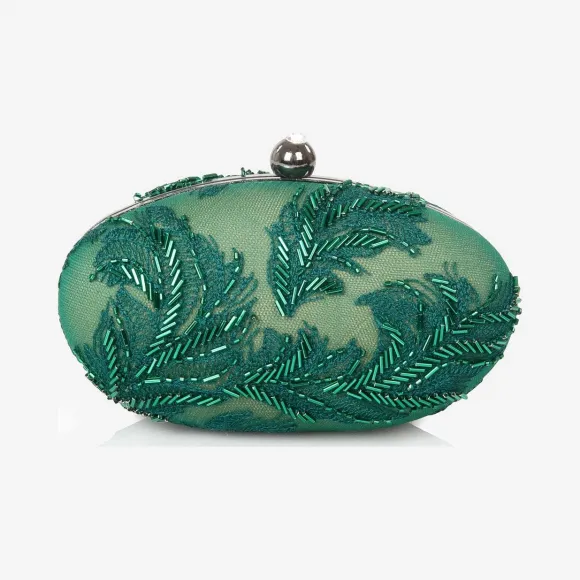  羽毛钉珠椭圆形手包 CL04ARHB-CDRND