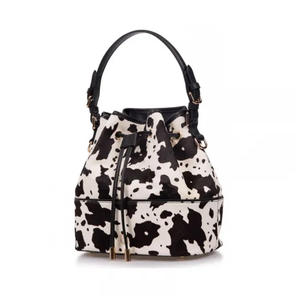  黑色马毛桶包 HB016POLMG