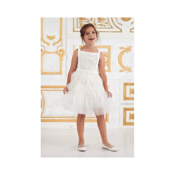  羽毛蕾丝花童礼服 KAWI17229M