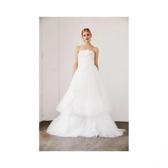  花朵装饰大摆抹胸长裙 YS19218LBRH