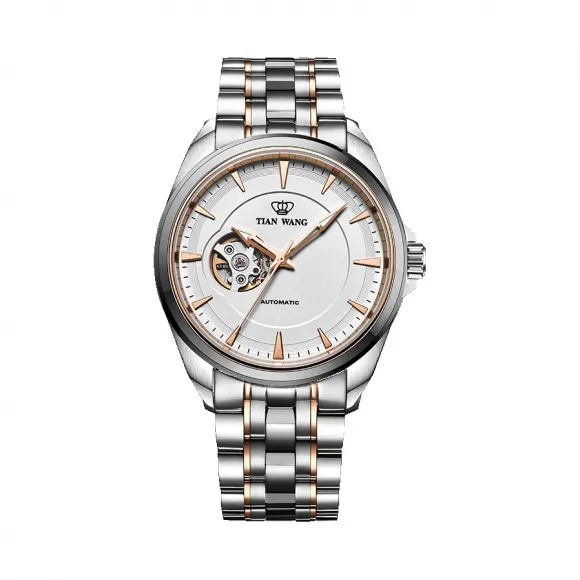 天王/Tianwang 不锈钢 间电玫瑰金 钨钢圈口  电商系列 自动机械 男表 GS51006NTP.NTP.S