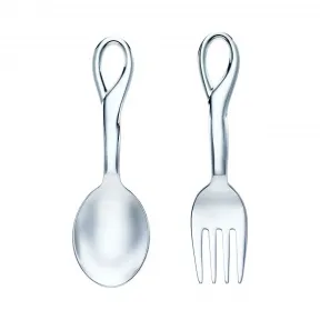 蒂芙尼/Tiffany Elsa Peretti® 系列 Padova 纯银婴儿餐叉和汤匙套装。