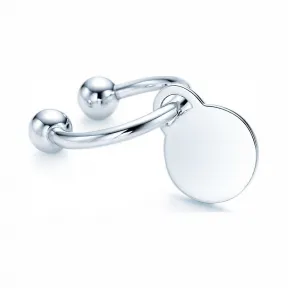 蒂芙尼/Tiffany 圆形吊饰纯银钥匙扣，小号。