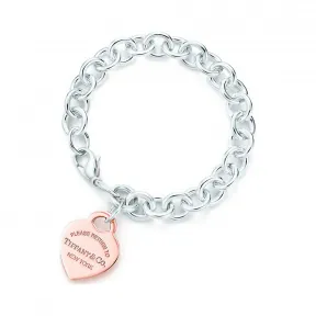 Return to Tiffany® 系列 Heart Tag 纯银和 Rubedo® 金属中号手链  GRP06367